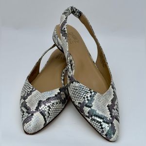 Naturalizer Halo Women’s Flats, Blue Green Snake Print, Leather, Size 7.5M